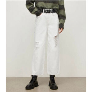 ALLSAINTS ‘Jayce’ jeans White Women’s Wide Leg High Rise Cropped Sz 30 NEW